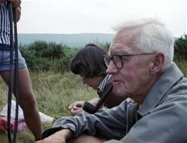 Lunch on North Hill, Minehead.  Big Chief Frank holding counsel with his tribe.