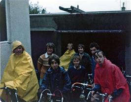 Rain stopped play!  The group ready to leave Iris Buckler's house in Plympton.  Left to right: Colin Brierly, Iris Buckler, Mark Moreton, Antony House, Carl Jeffereys, Colin Downie, Kevin and John Suart.