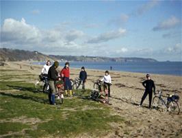 The group on Slapton Sands, including Colin Downie, Mark Moreton, Carl Jeffereys and John Stuart