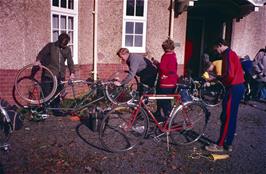 Preparing to leave Crowcombe youth hostel (Photo: Jean Brierly)