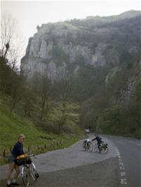 Climbing out of Cheddar Gorge.  Jean and Mark in foreground