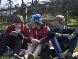 Lunch just south of Avonmouth.  Phil, Colin and Antony.  "Now let's see, what grade is Street hostel?  Oh no - SIMPLE!"