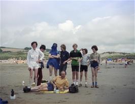 The group at Bantham Sands:  John Stuart, Darren Sharp, John Pope, Kevin Presland, Antony House, Carl Jeffereys, Mark Morton and Colin Brierly