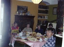 Tea at Redmount with Colin Downie, Mark Moreton, Kevin Presland, unknown and Don Hassell