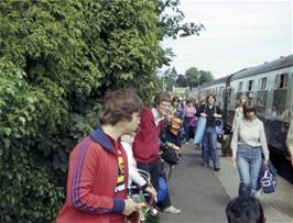 Disembarking at Abergavenny station