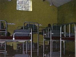 Our raised-level sleeping area in the annexe of Capel-y-Ffin youth hostel