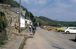 Riding past Weare Giffard village hall on a detour to Instow