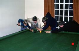 John, Kevin, Mark and one other on Colin's full-size table at 24 Great Headland Crescent, Paignton