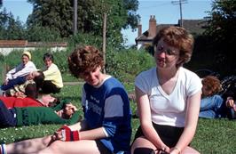 Julie Strong and other Exeter Section members outside Kenton Village Hall