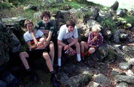 Kevin, Mark, John and Matt by the Mould Stone at Week Ford Blowing House