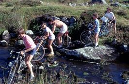 Nigel leads the way across the River Avon near Huntingdon Cross, followed by Richard Read, Rob Spence, Glen Powling and Justin Landon