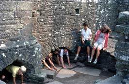 Matthew, Kevin, Mark, John, Frances and Jackie enjoying some of the drains under the abbey that led into the River Wye