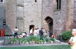 Matt and others in the courtyard of St Briavels Castle youth hostel