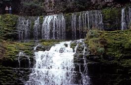 John and Nigel on the breathtaking Sgwd Clun-gwyn waterfall