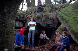 The group at the front entrance to Pixie's Cave, near Dartmeet