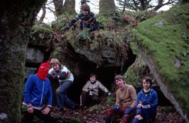 The group at the front entrance to Pixie's Cave, near Dartmeet