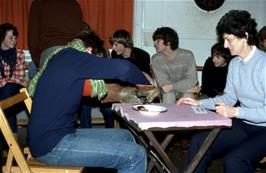 Iris Strong adjudicates one of the party games at the Exeter Clubroom Christmas Party