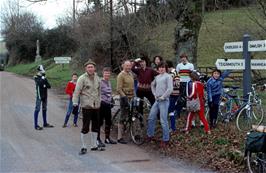 We met up with three members near the war memorial before Langdon Barton, Ashcombe.  Left to right: Nigel, Andrew, Don, Jean, Colin, Rob, Mark, Mike, Frances, Kevin, Jason and Justin