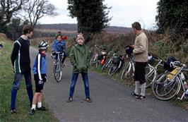 Andrew Winstanley takes centre stage near Wilsworthy Farm, Kenn, while Kevin's puncture is repaired