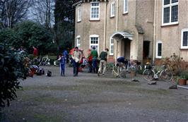 Preparing to leave Crowcombe hostel