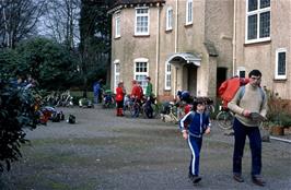 Preparing to leave Crowcombe hostel