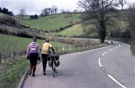 Kevin, Jean and Colin climbing the hill out of Wiveliscombe