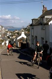 Colin, Rob and Nigel climbing West Looe Hill