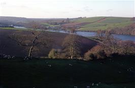 View from our dormitory at Golant youth hostel, showing St Winnow and the River Fowey, with Lostwithiel in the distance