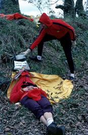 Rob Spence has fun while Pete Luxton tries to take a nap at the lunch spot near Newbridge Wood