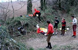 Laurence, Nigel, Wendy and John look on while cheeky Rob returns to his lunch lair, near Newbridge Wood