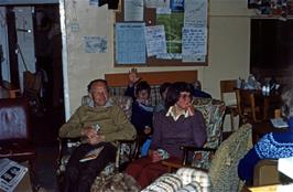 Colin Brierly, Nigel Wilson, Wendy Luxton, Iris Buckler and Jean Brierly in the Tintagel youth hostel common room