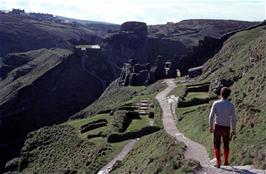 View back to the lower and upper courtyards, from Tintagel Castle