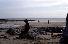 Richard Read at Lannacombe Beach, with Stephen Downer and Mark Sheppard