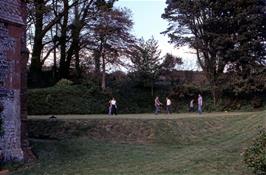 Football games with Chris, Owen and Paul on the lawn at Maypool youth hostel