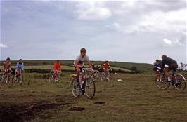 Kevin Presland, doing his best for Torbay, with the two Michaels waiting their turn behind