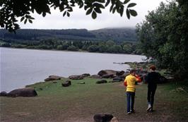 Andrew Winstanley and John Roome explore the beach towards the eastern end of the reservoir