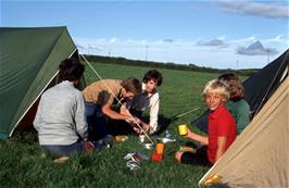 Supper at the campsite, Higher Poole Farm, East Allington