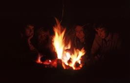 Mark, Matthew, Frances, Jackie and Kevin around the camp fire