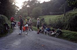 The leading group at the junction near Branas Lodge, Llandrillo, 7 miles from the hostel