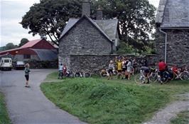 Preparing to leave Plas Rhiwaedog youth hostel as the rain is about to start