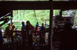 Sheltering from the rain in the barn at Pont Tai Hirion, just below Mochowgryn, two miles past Llyn Celyn