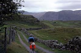 Stephen  rides through fabulous scenery just half a mile from the hostel, with our lane/track continuing down to the right