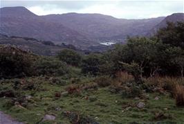 Lake Cwm Bychan, nestling deep in the Rhinog mountains, as seen from the lane descent 150m before the hostel