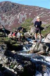 Water fights in the Nant Cadair stream, with Cader Idris looming large