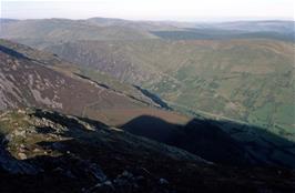 View to the left of the previous picture showing the road we descended earlier to Minffordd