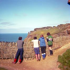 Mike Ward, Frances, Jackie and Mark at Tintagel Castle, looking towards Tintagel Head (Photo: Kevin Presland)