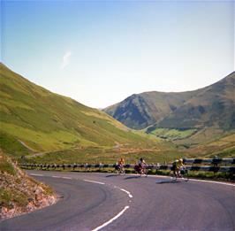 Kevin rode back down the hill a few metres to get this shot of the main group climbing the hill from Dinas Mawddwy (Photo: Kevin Presland)