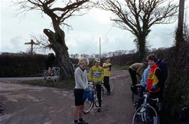 The group at Weekaborough Oak Cross, also known as Stumpy Oak, near Marldon