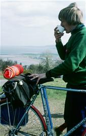 Phil Burrows enjoys a hot drink on North Hill