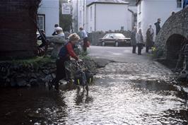 Matthew Tewson's attempt to ride the ford at Allerford ends in disaster, but at least the water isn't too deep